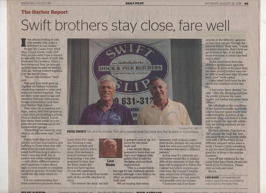 Swift Slip in the Press: Daily Pilot Article